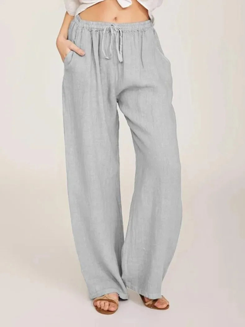Women's Cotton Linen Straight Pants — Pockets