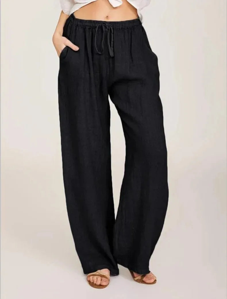 Women's Cotton Linen Straight Pants — Pockets