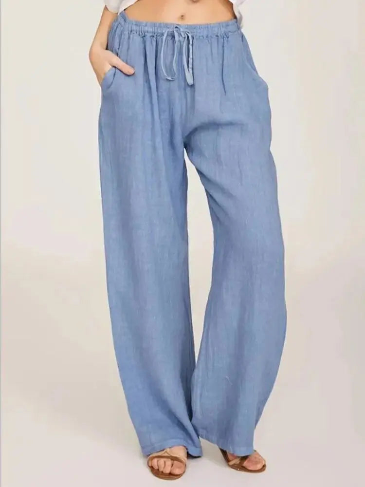 Women's Cotton Linen Straight Pants — Pockets