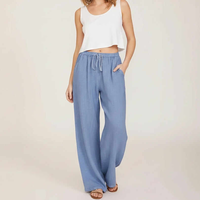 Women's Cotton Linen Straight Pants — Pockets
