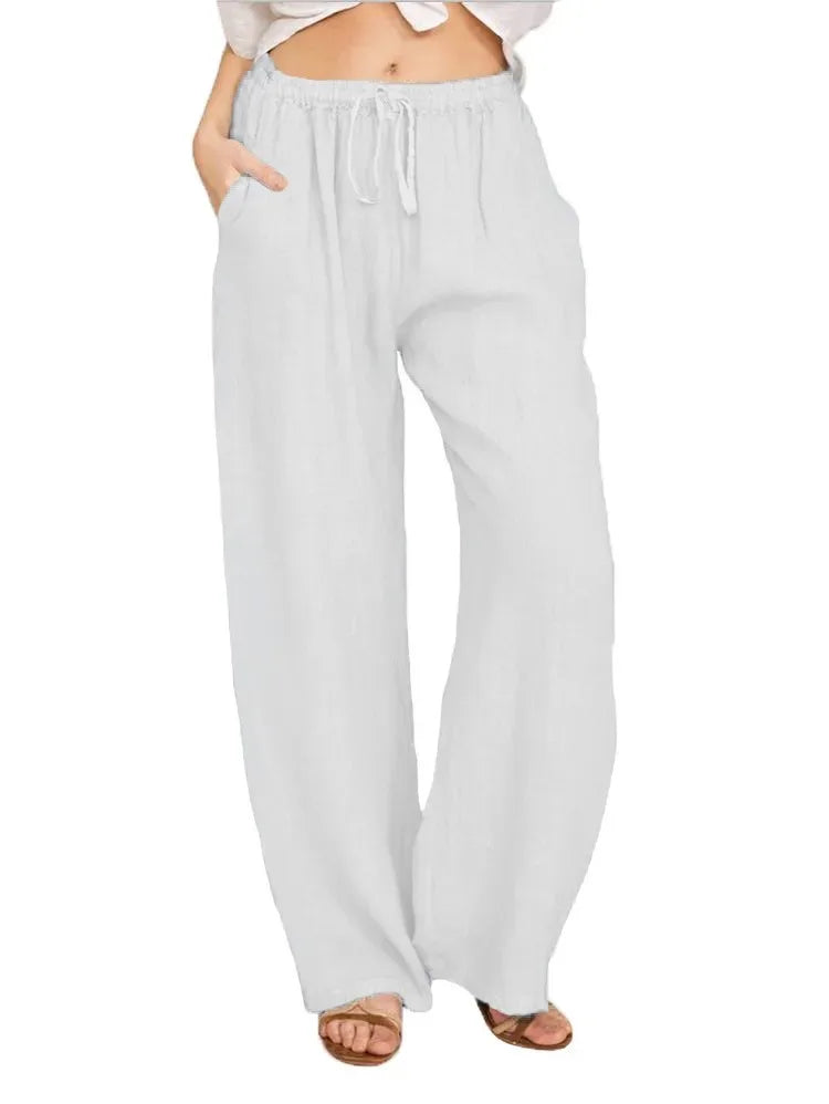 Women's Cotton Linen Straight Pants — Pockets