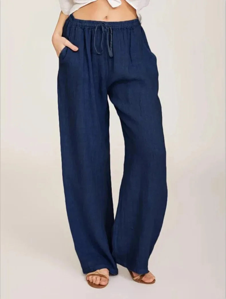 Women's Cotton Linen Straight Pants — Pockets