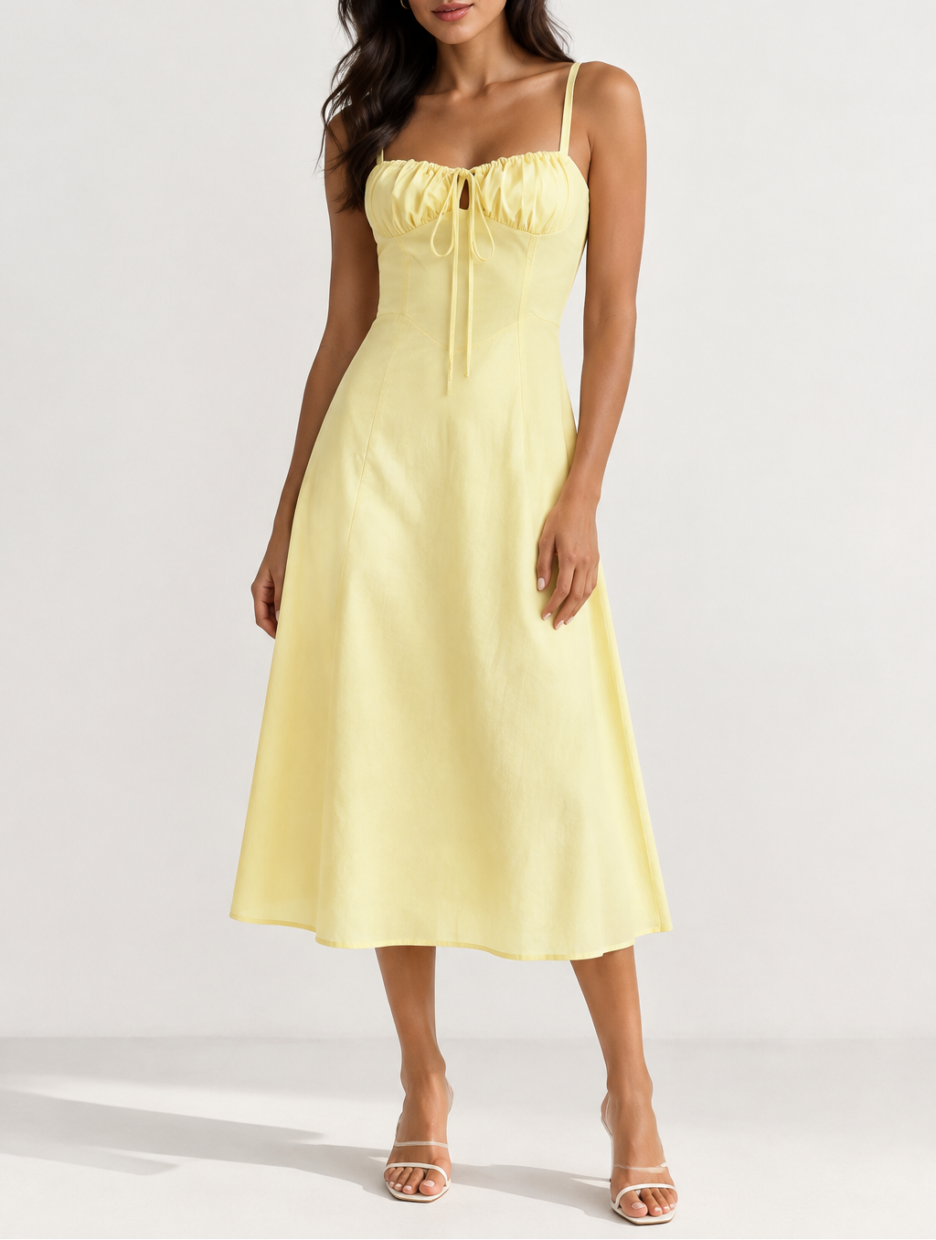 Women's Corset Midi Dress — Lace-Up & Slit