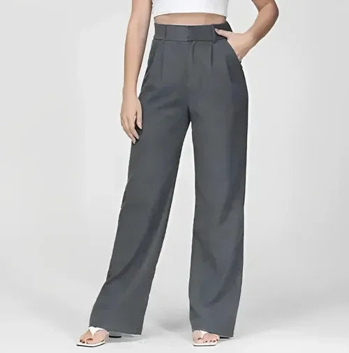 Women's Tailored Wide Leg Trousers — Button Front