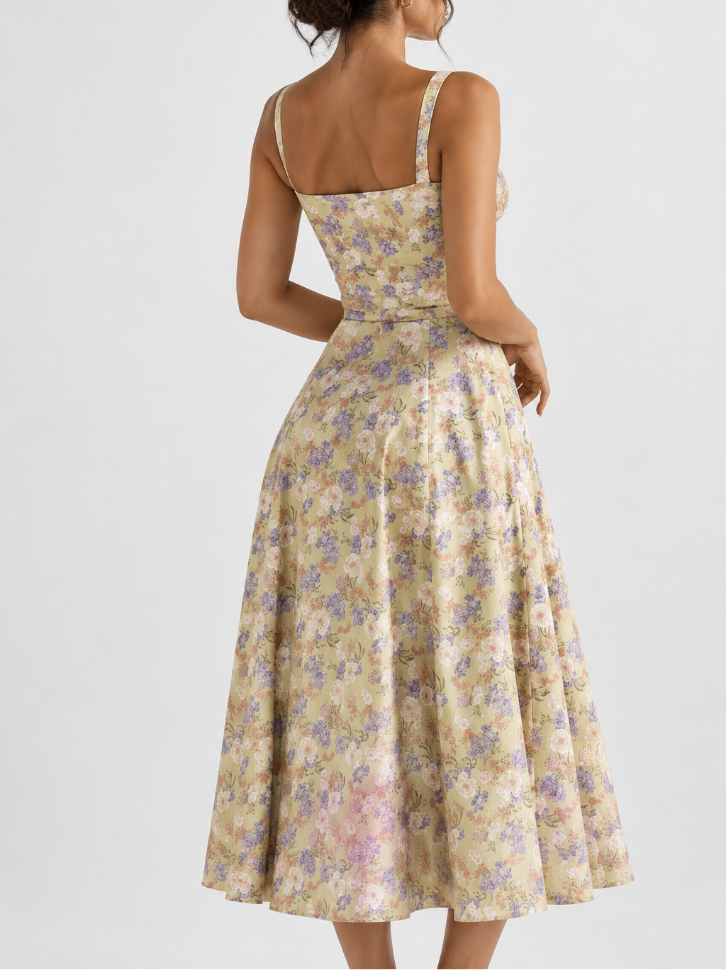 Women's Corset Midi Dress — Lace-Up & Slit