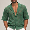 Men's Argyle Open-Knit Shirt — Short Sleeve