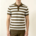 Men's Brown Striped Knitted Polo