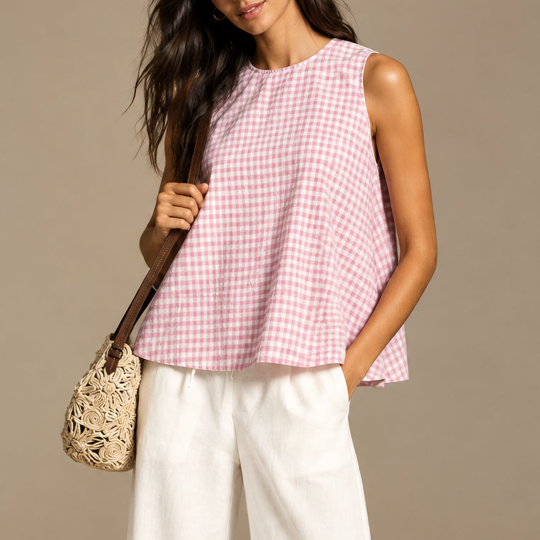 Women's Gingham Swing Tank Top — Sleeveless