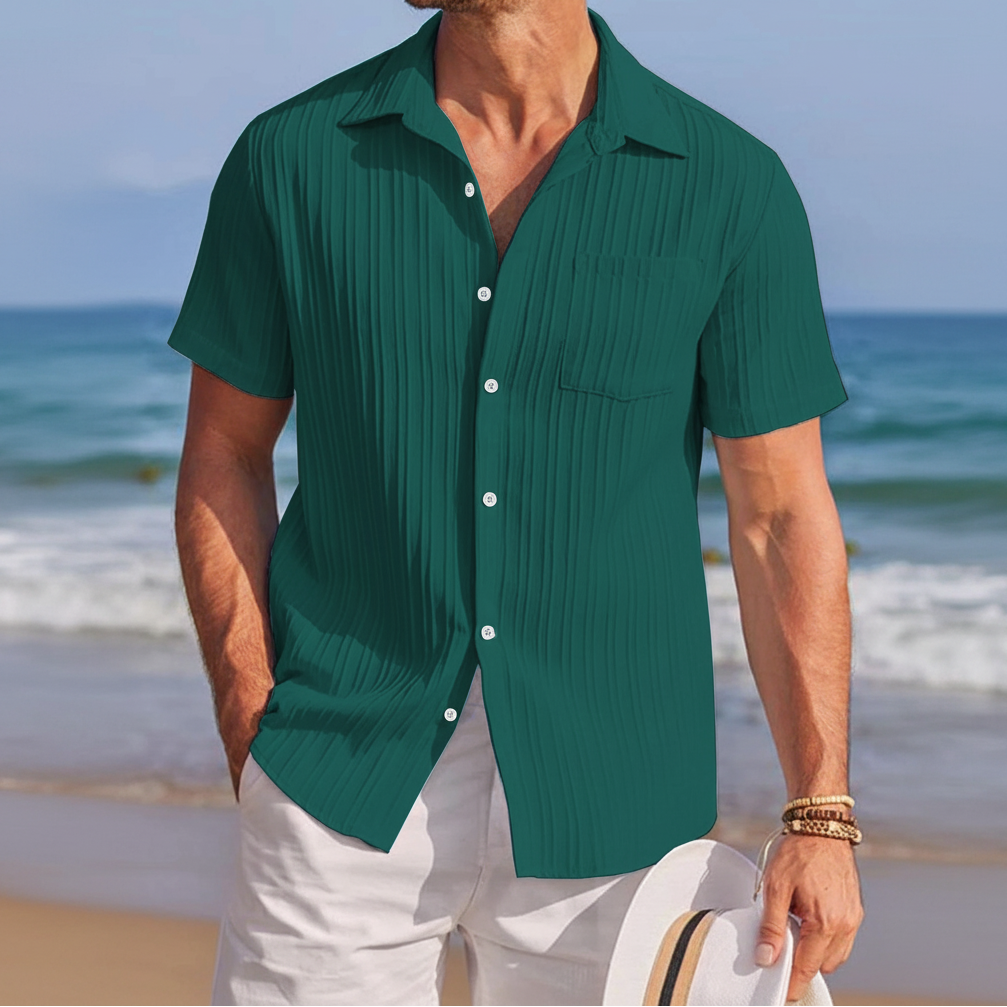 Men's Textured Short Sleeve Shirt — Relaxed Fit