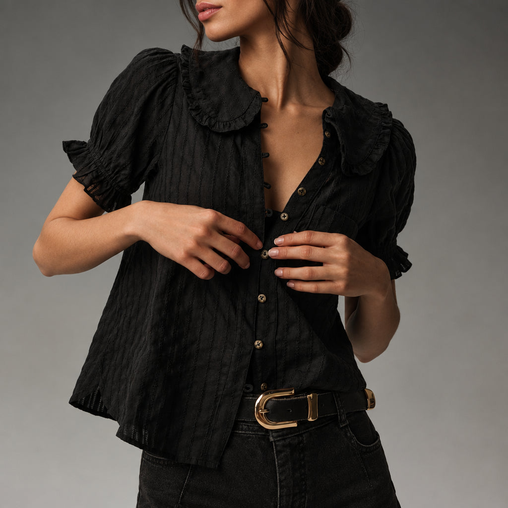 Women's Puff Sleeve Blouse — Peter Pan Collar