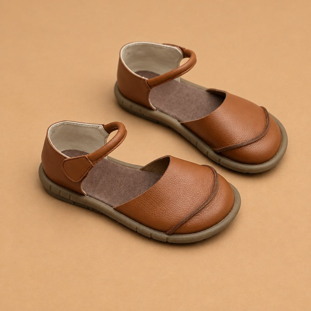 Women's Leather Closed-Heel Sandals — Retro Flat