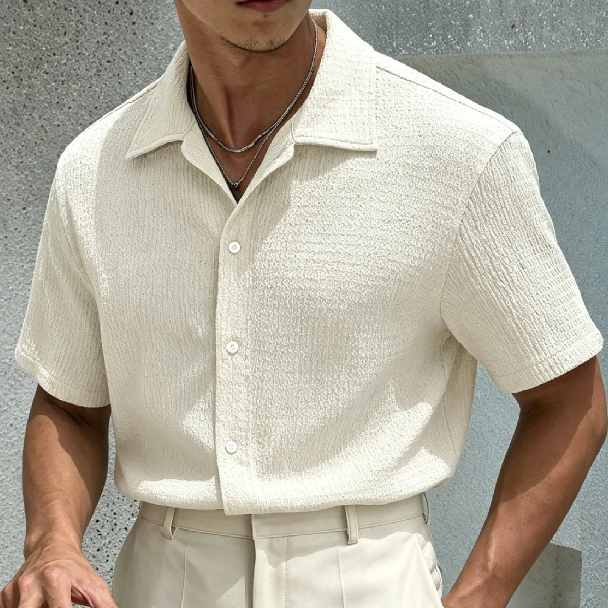 Men's Crinkle Texture Short Sleeve Shirt