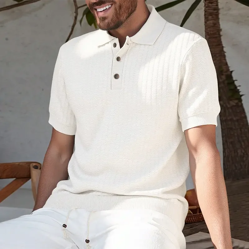 Men's Textured Knit Polo — Short Sleeve