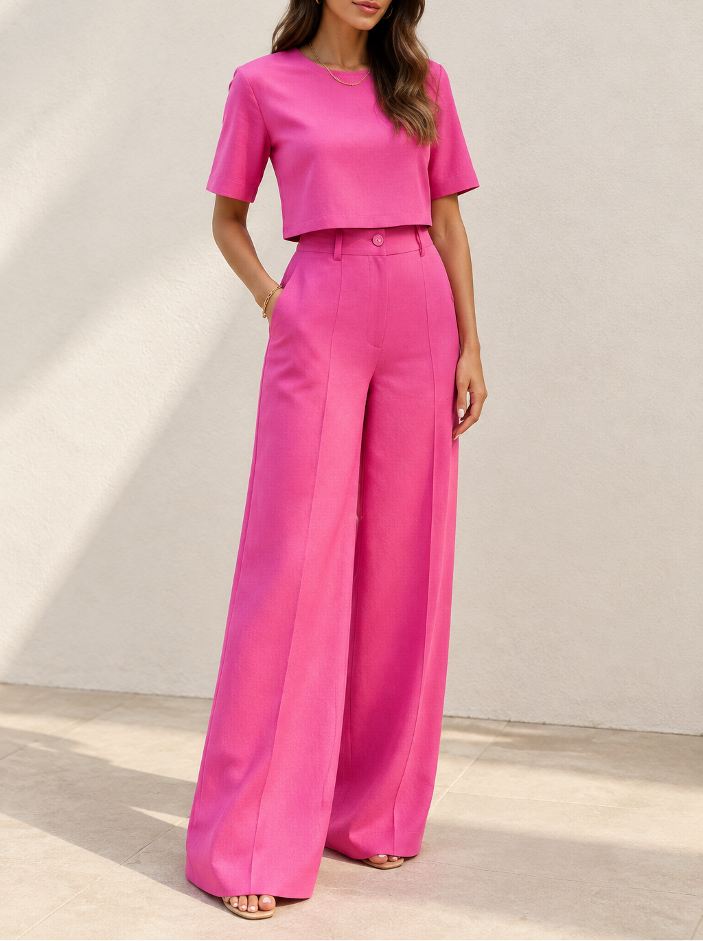 Women's Formal Set — Short Shirt & Straight Pants