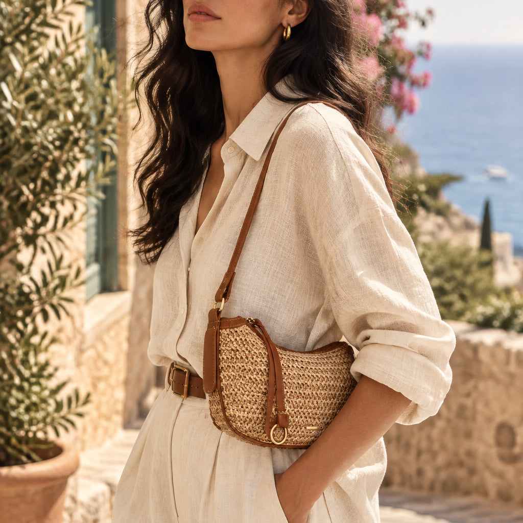 Women's Small Woven Straw Crossbody Bag