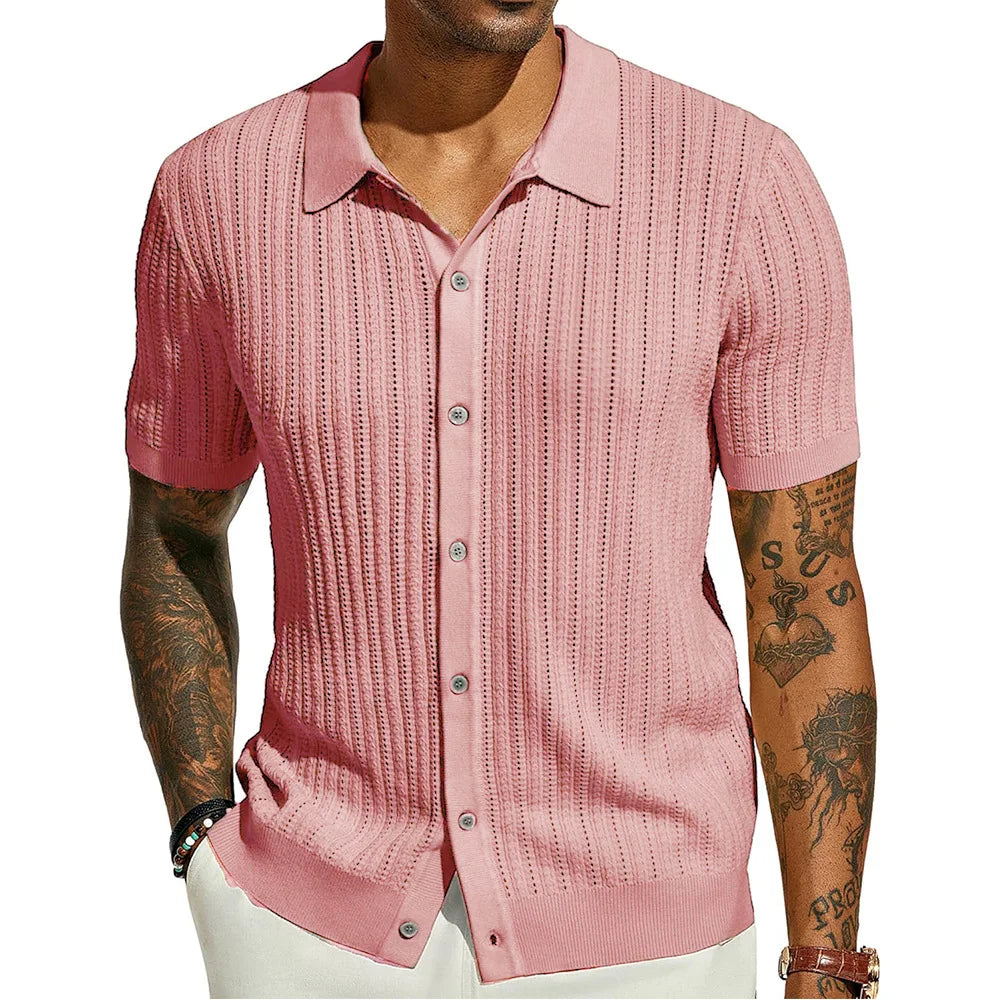 Men's Cool Knit Lapel Shirt — Short Sleeve