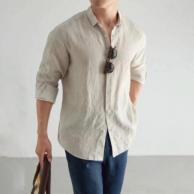 Men's Relaxed Linen Shirt — Long Sleeve