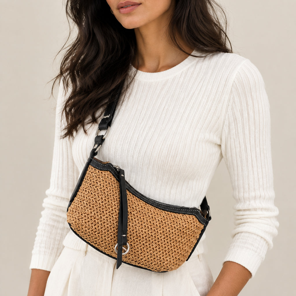 Women's Small Woven Straw Crossbody Bag