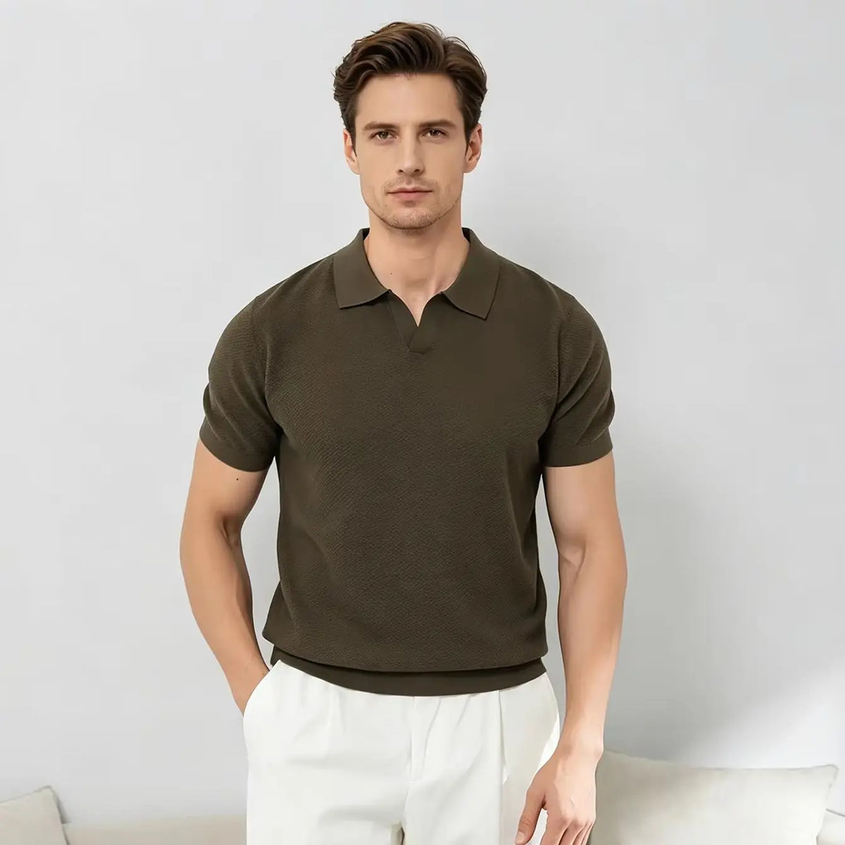 Men's Solid Knit Business Polo