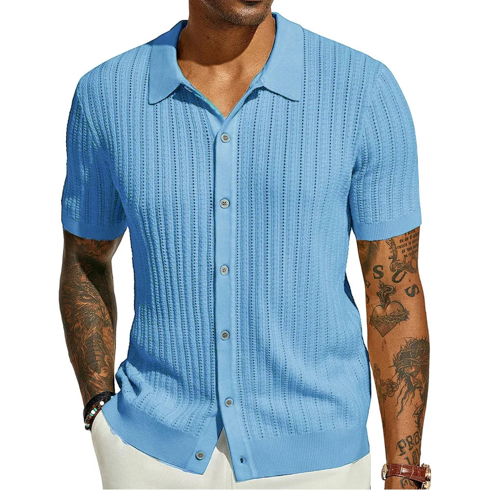 Men's Cool Knit Lapel Shirt — Short Sleeve