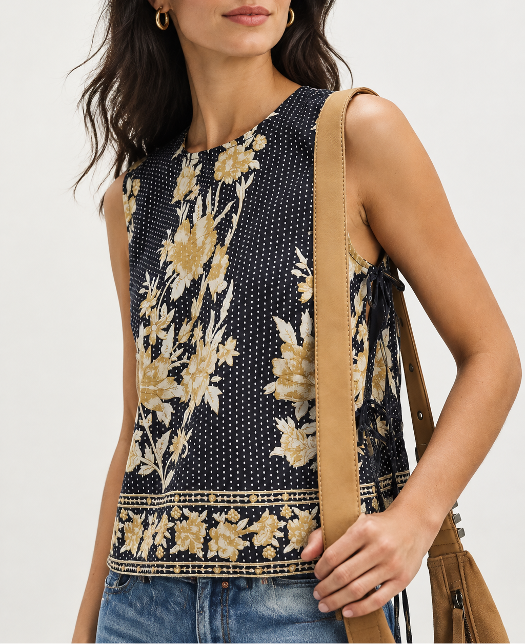 Women's Tie Front Crop Tank Top — V-Neck