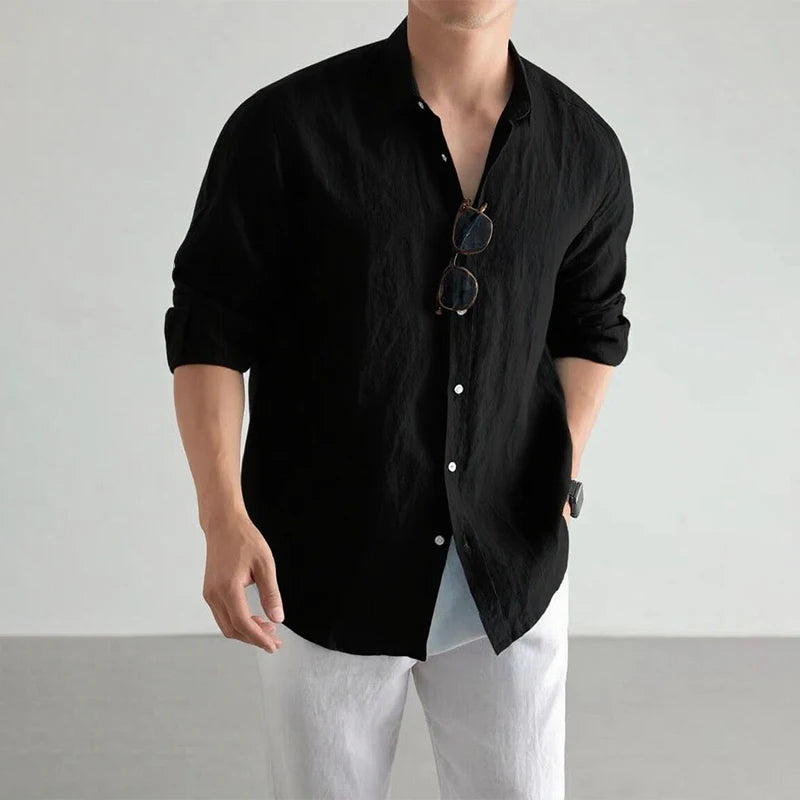 Men's Relaxed Linen Shirt — Long Sleeve