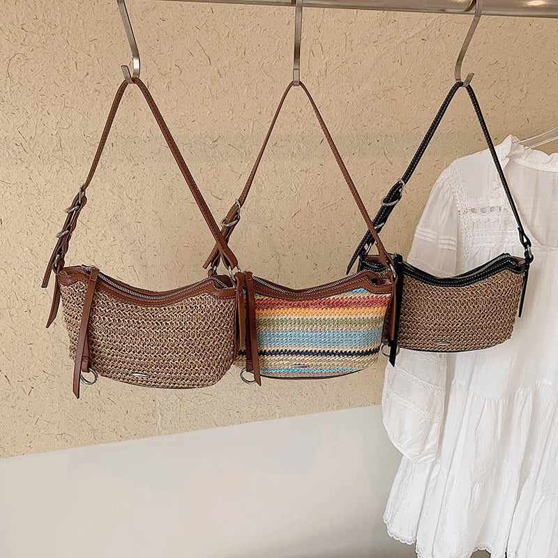 Women's Small Woven Straw Crossbody Bag