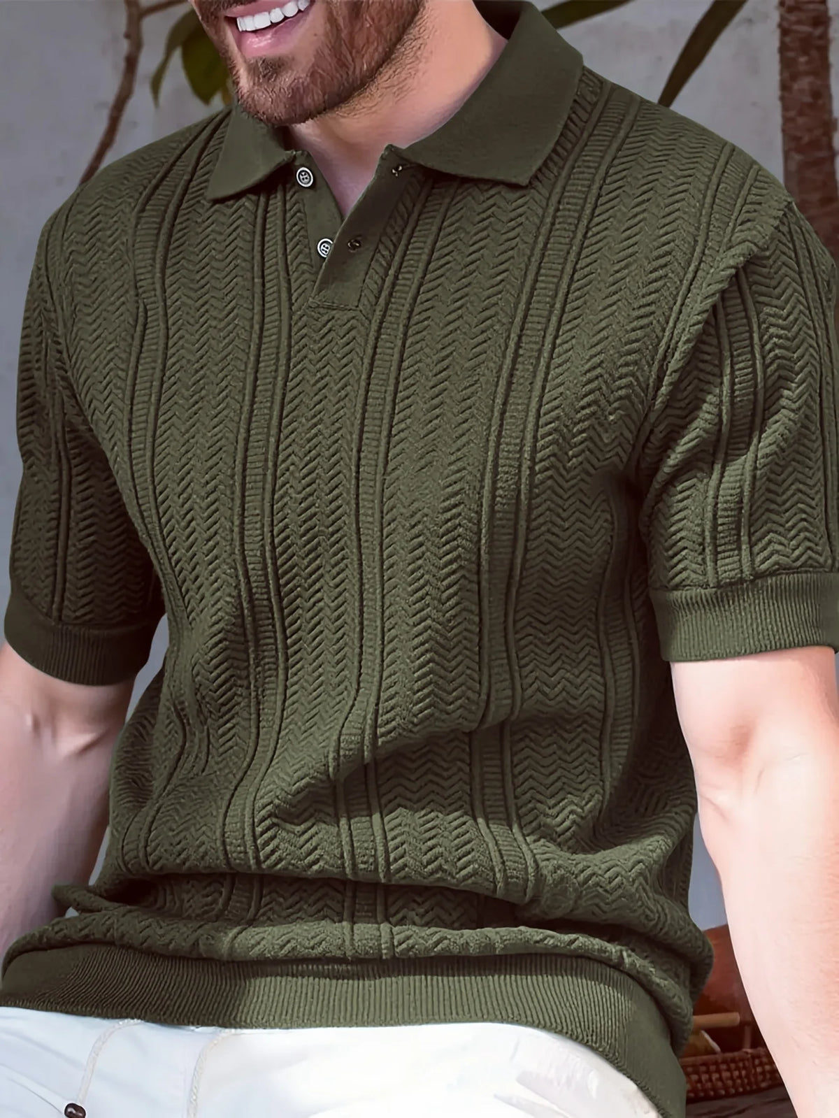 Men's Twisted Knit Texture Polo