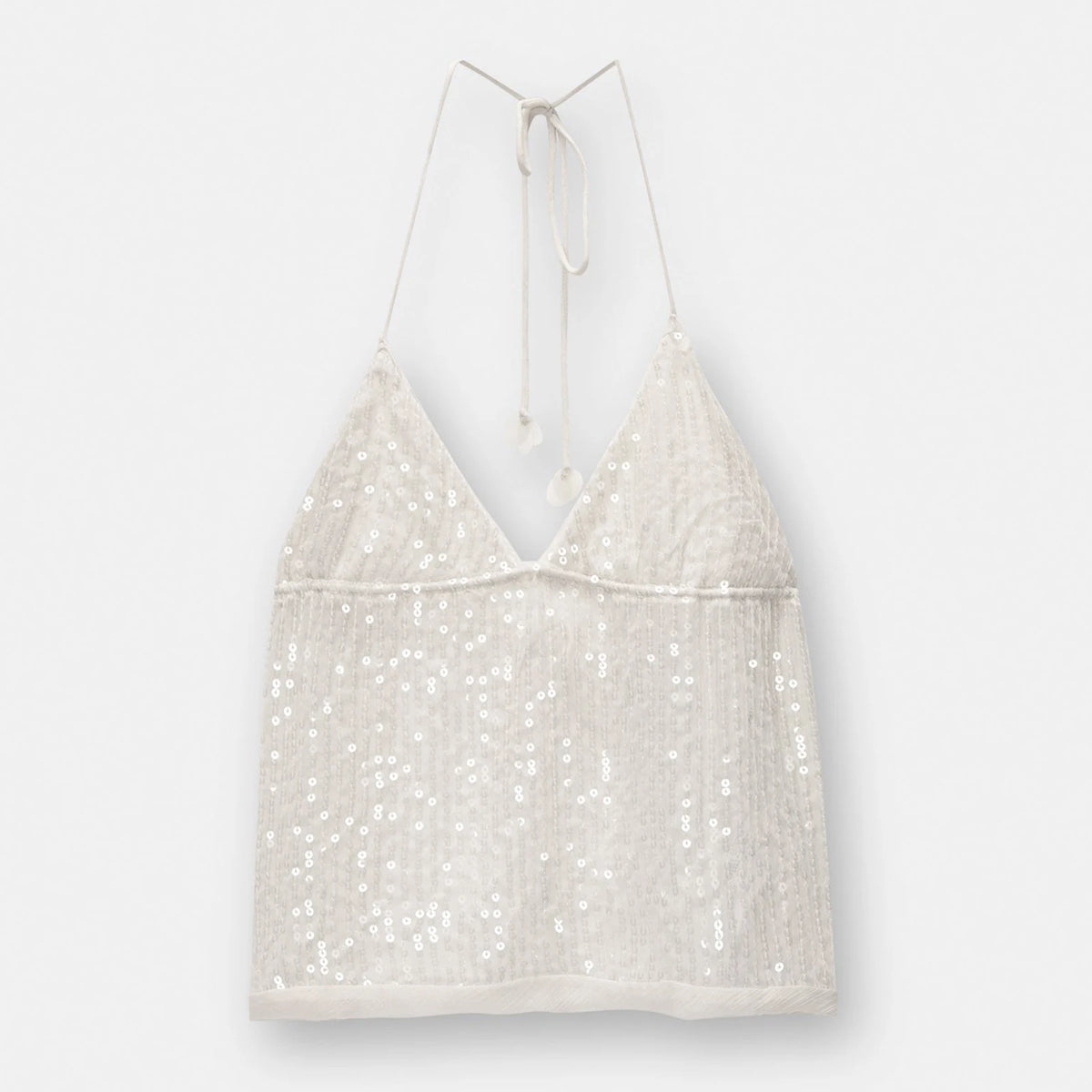 Women's Sequin Halter Cami — Lace-Up V-Neck