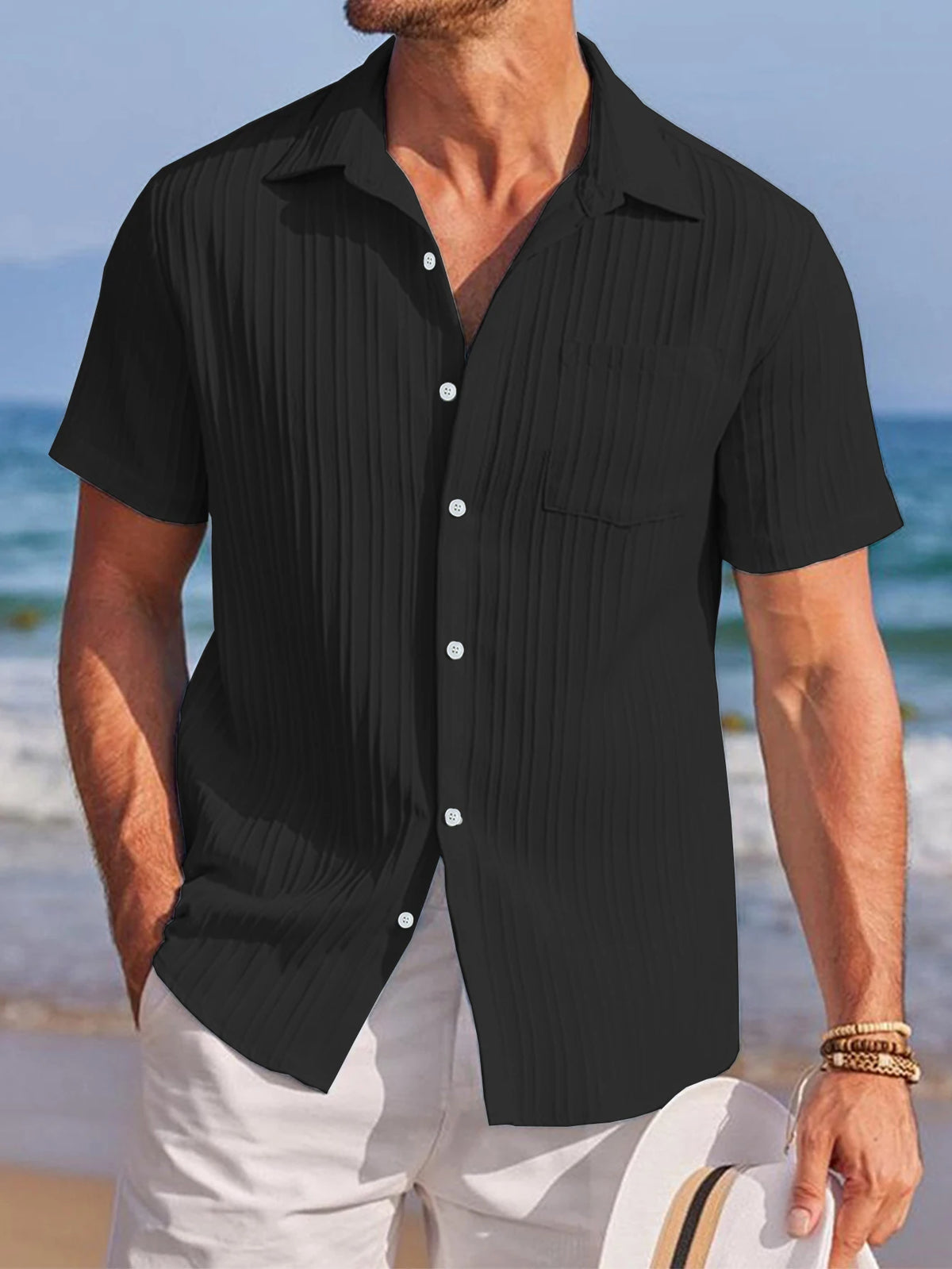 Men's Textured Short Sleeve Shirt — Relaxed Fit