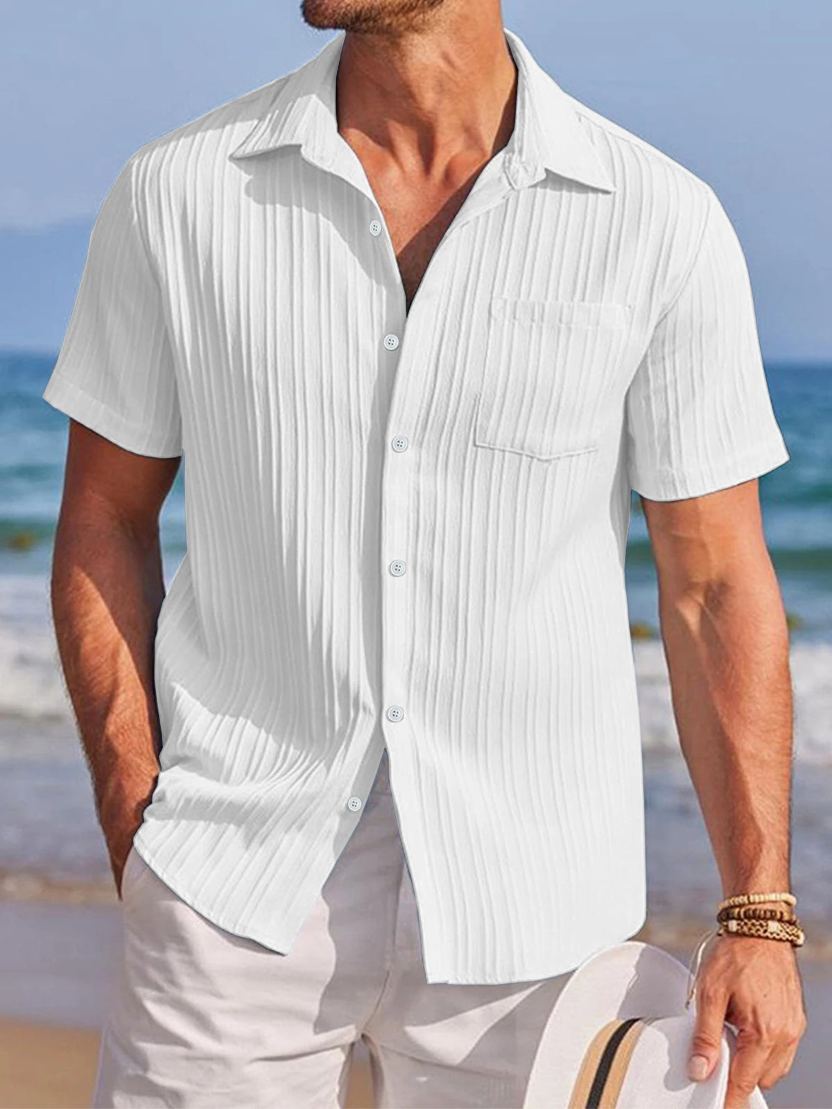 Men's Textured Short Sleeve Shirt — Relaxed Fit