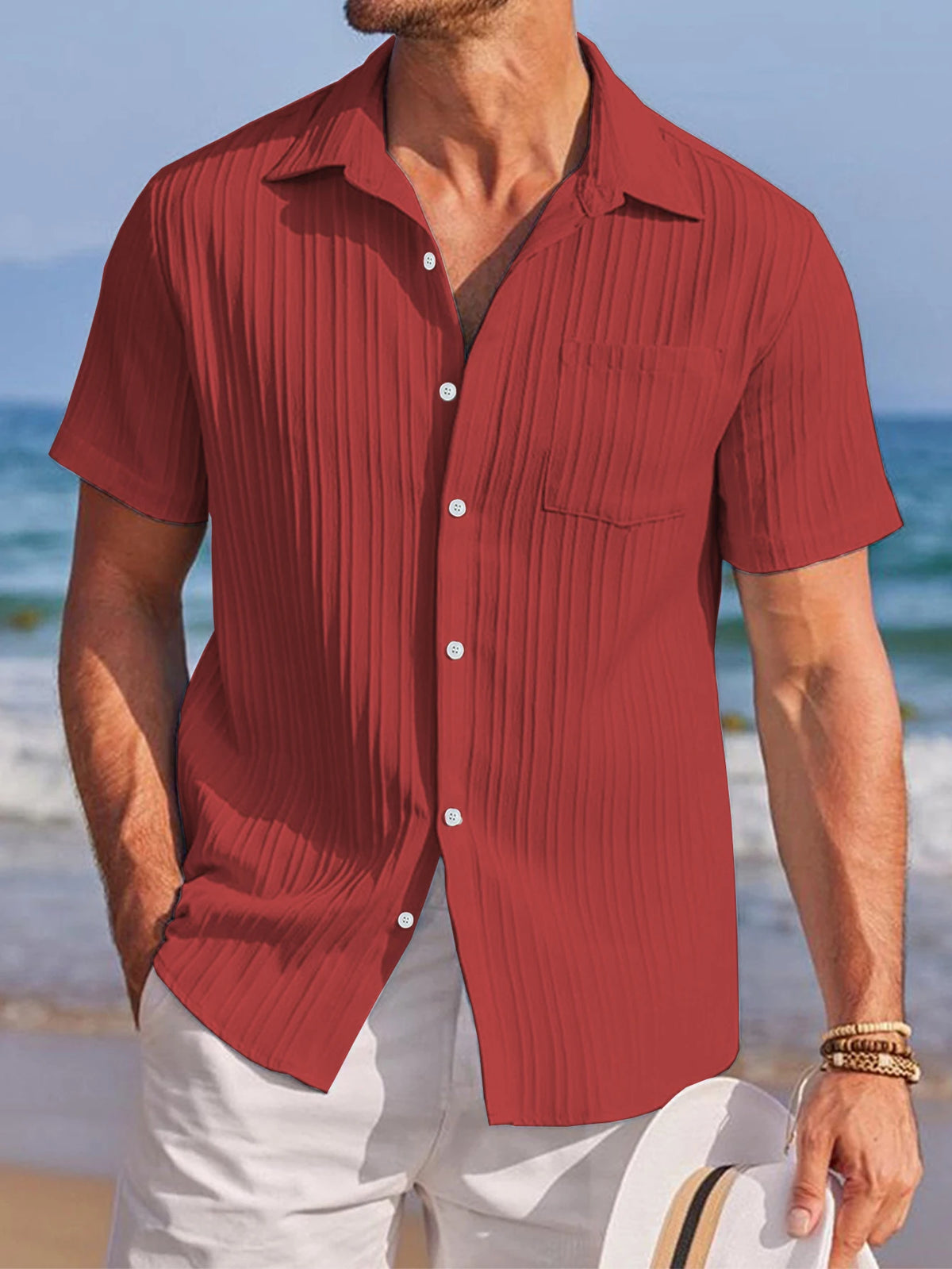 Men's Textured Short Sleeve Shirt — Relaxed Fit