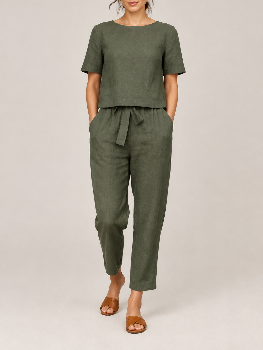 Women's Linen Top & Pant Set — Long Sleeve