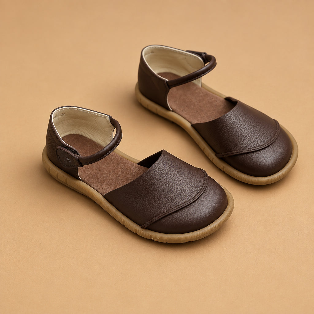 Women's Leather Closed-Heel Sandals — Retro Flat