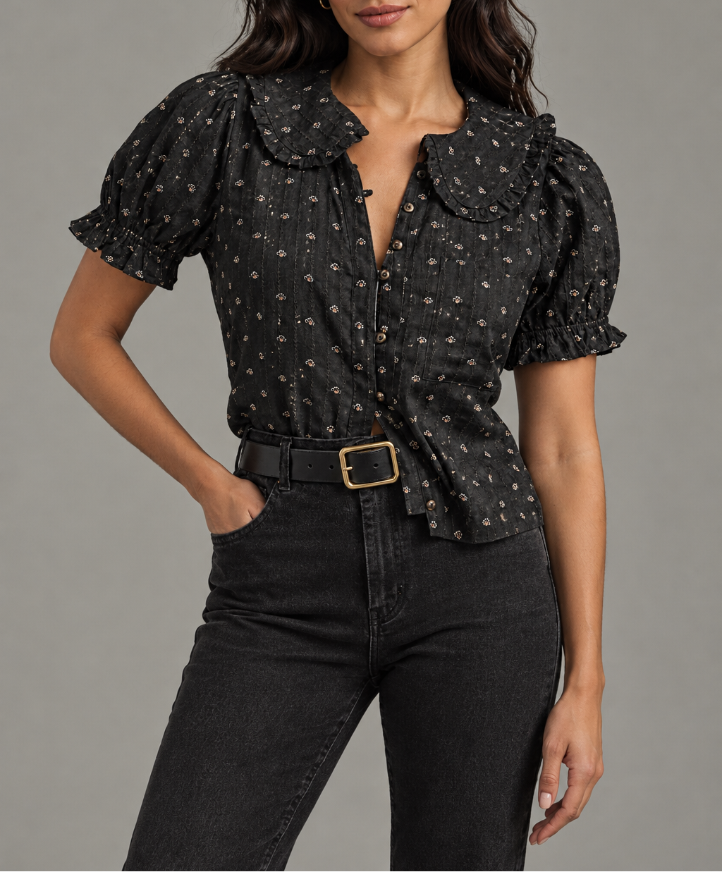 Women's Puff Sleeve Blouse — Peter Pan Collar