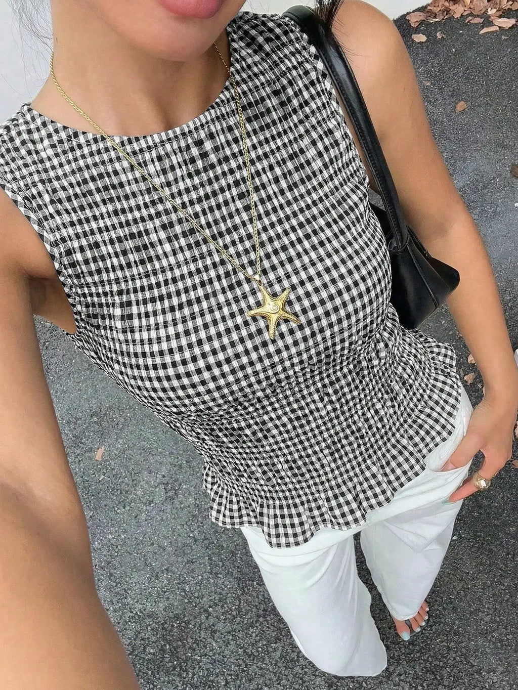 Women's Gingham Sleeveless Tank Top