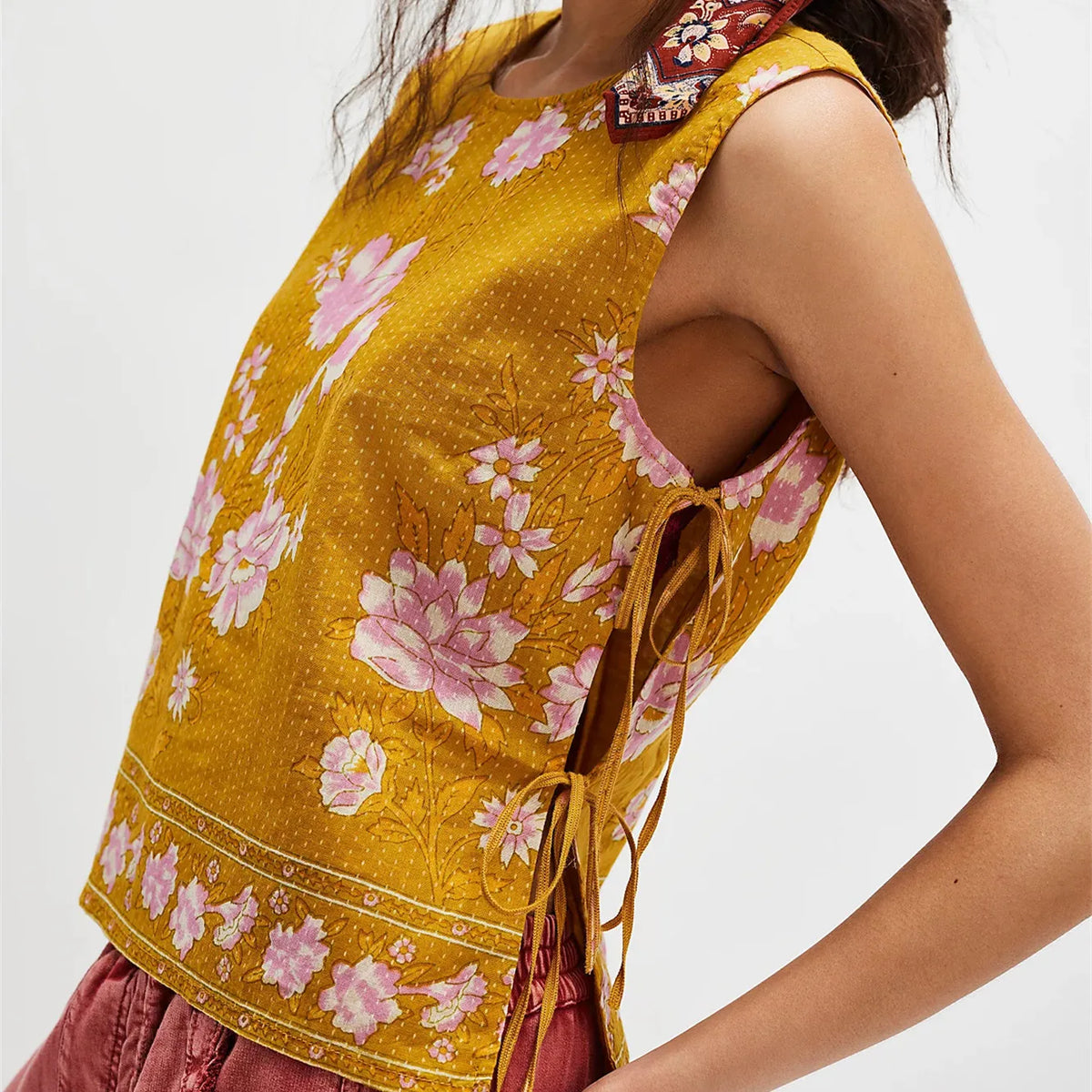 Women's Tie Front Crop Tank Top — V-Neck