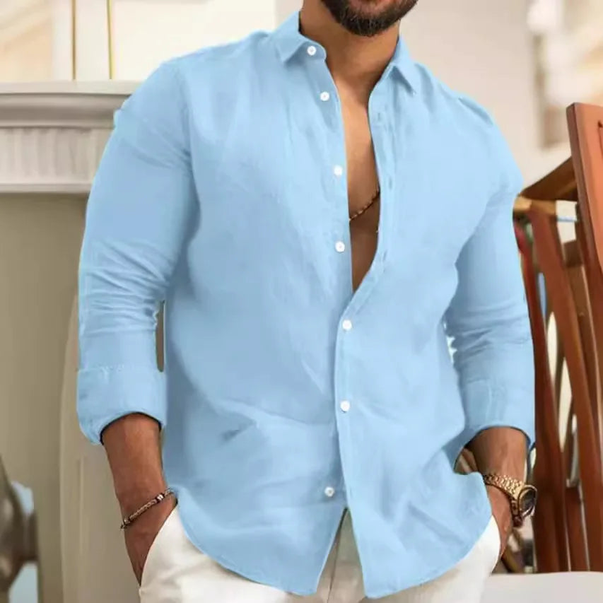 Men's Cotton Linen Shirt — Long Sleeve