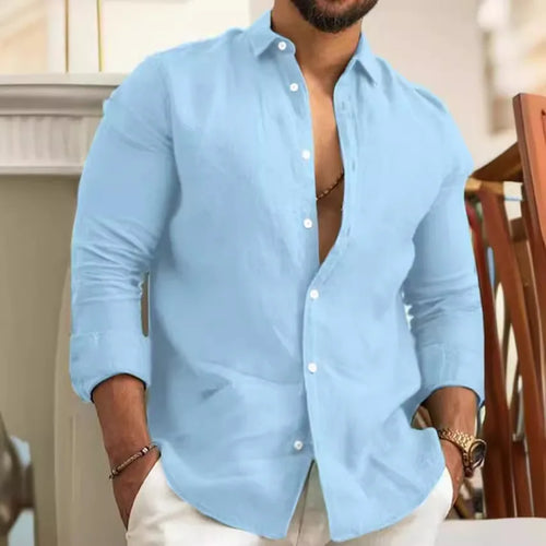 Men's Cotton Linen Shirt — Long Sleeve
