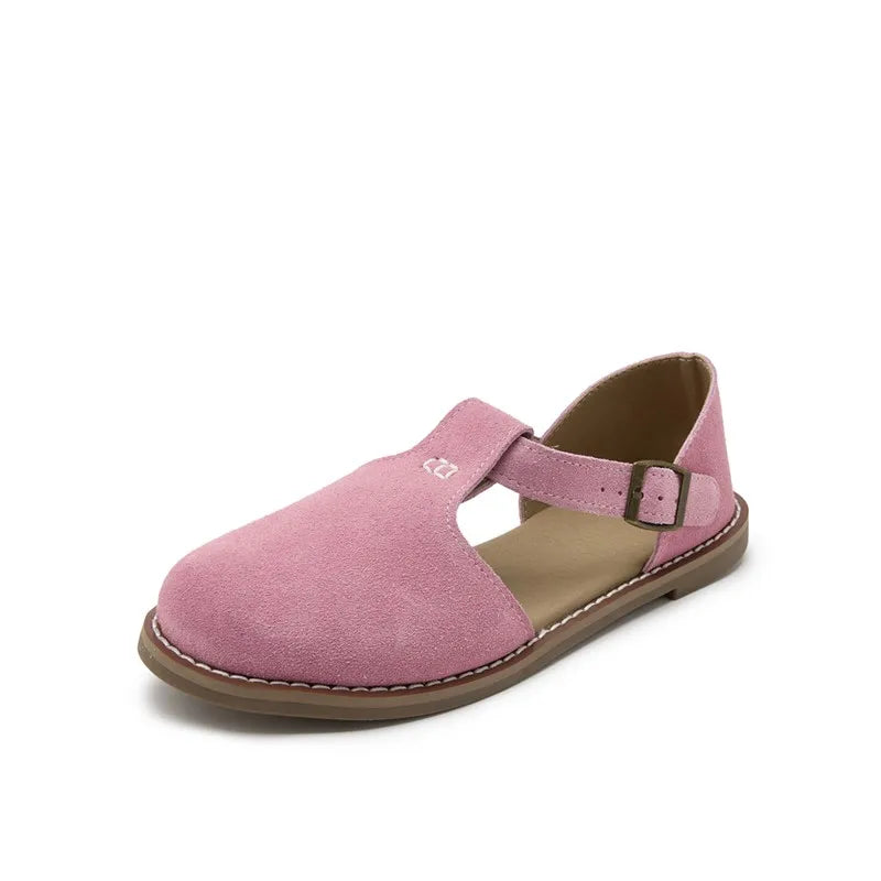 Women's Suede Roman Sandals — Closed Toe