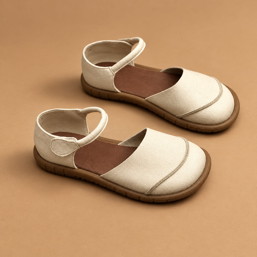 Women's Leather Closed-Heel Sandals — Retro Flat