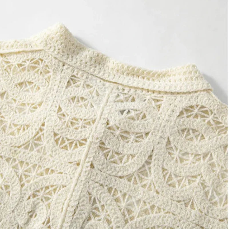 Men's Open-Knit Crochet Shirt — Short Sleeve