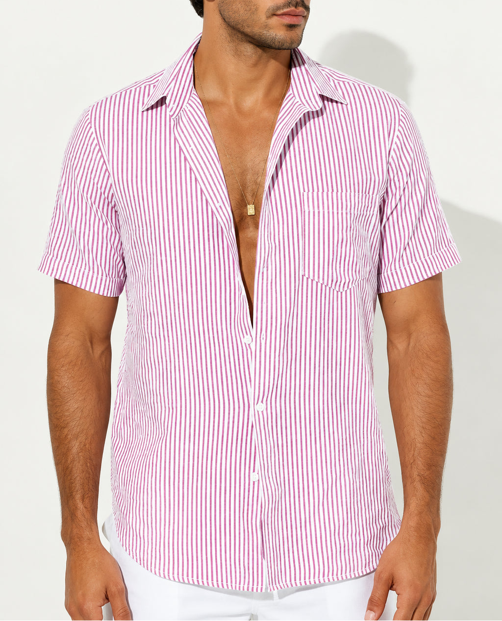 Men's Striped Short Sleeve Shirt — Smart Casual