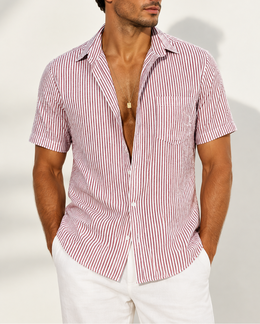Men's Striped Short Sleeve Shirt — Smart Casual