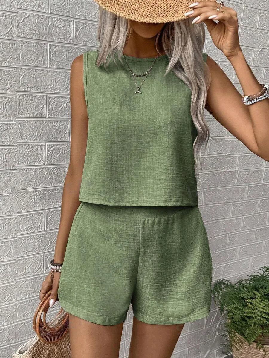 Women's Vest & Wide Leg Shorts Set — Two-Piece