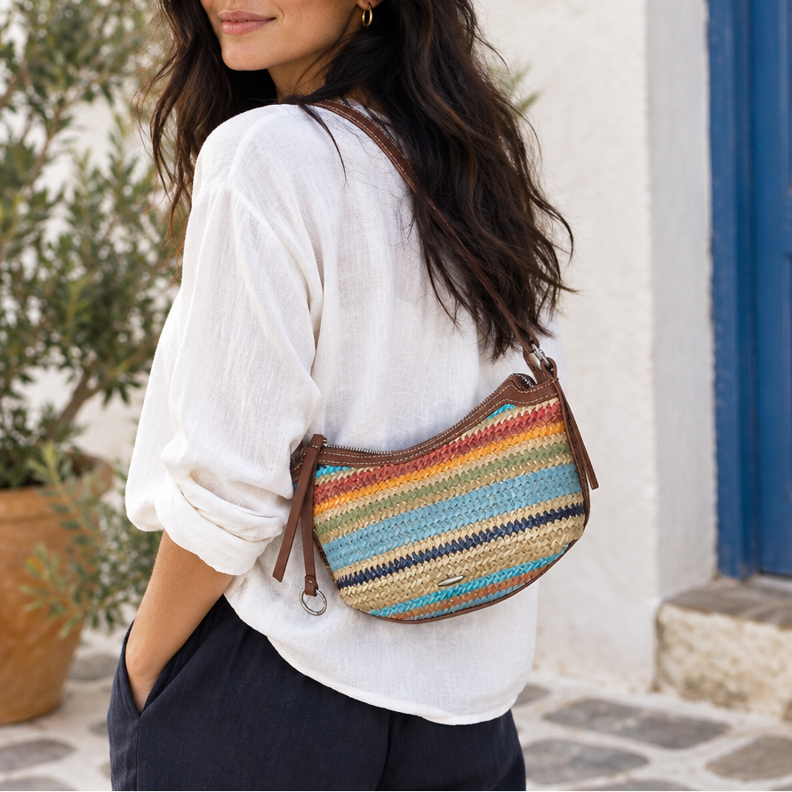 Women's Small Woven Straw Crossbody Bag