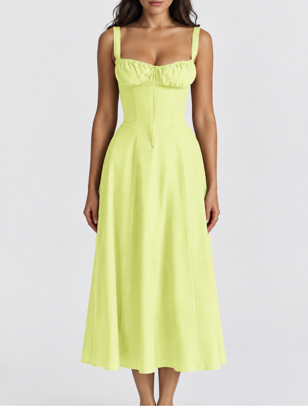 Women's Corset Midi Dress — Lace-Up & Slit
