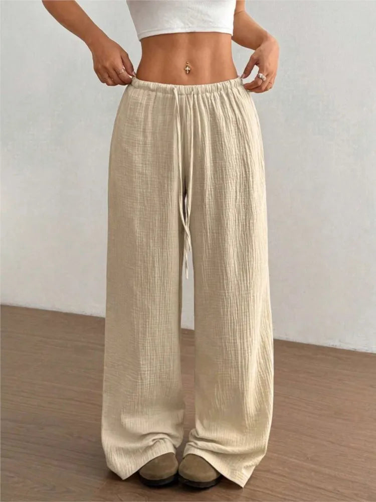 Women's High Waist Wide Leg Pants — Elastic Waist