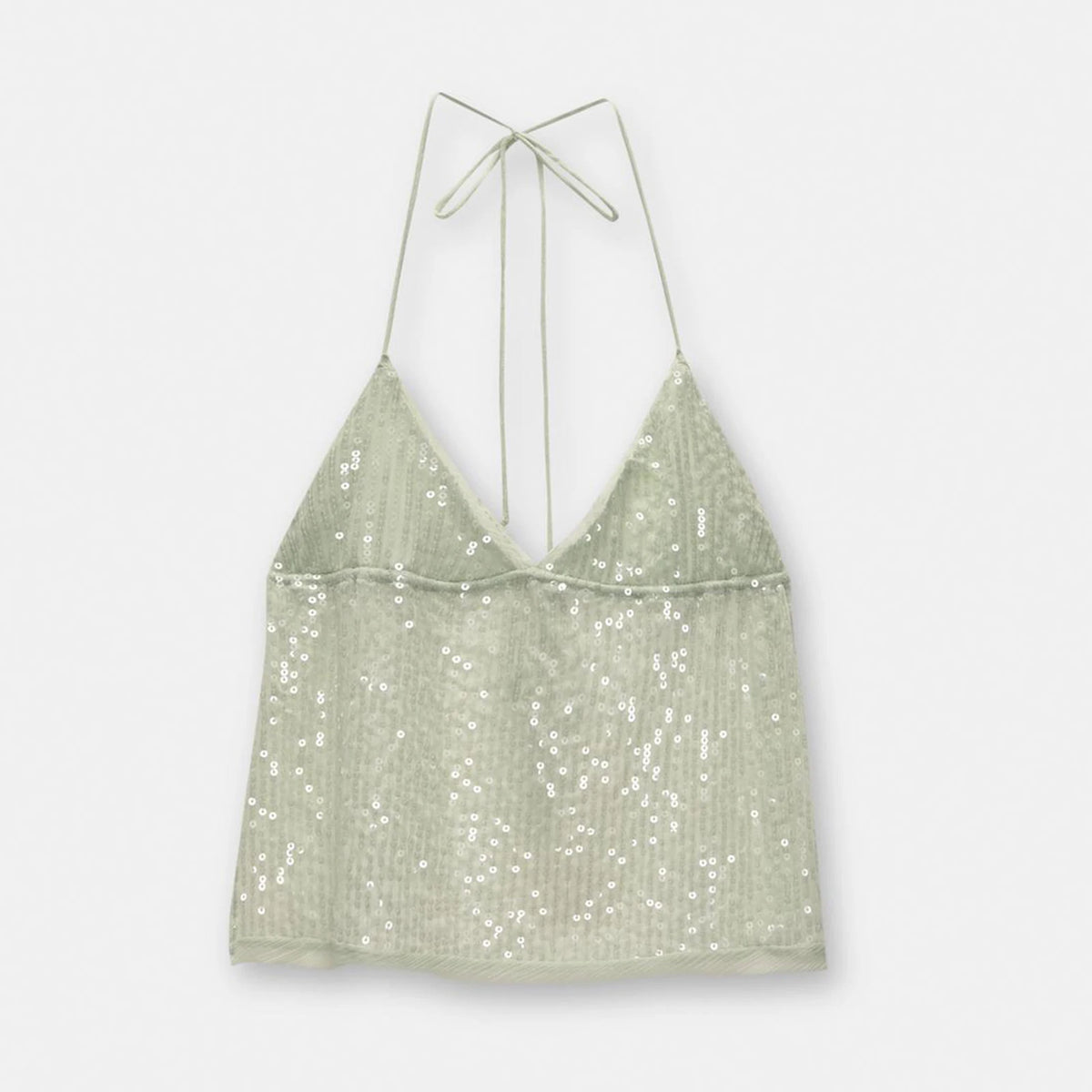Women's Sequin Halter Cami — Lace-Up V-Neck