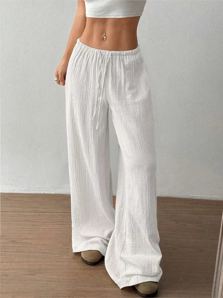Women's High Waist Wide Leg Pants — Elastic Waist